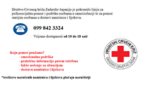Priopćenje Stožera civilne zaštite Grada Zadra – dežurni telefon Crvenog križa