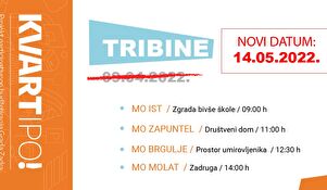 Izmijenjen raspored tribina na otocima planiranih za 30.04. i 07.05.