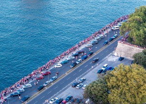 Doček zadarskih Vatrenih - pogled iz zraka