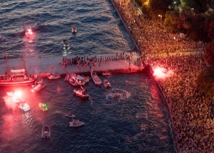 Doček zadarskih Vatrenih - pogled iz zraka