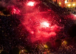 Doček zadarskih Vatrenih - pogled iz zraka