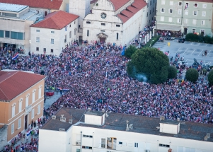 Doček zadarskih Vatrenih - pogled iz zraka