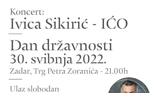 U organizaciji Grada i Županije: Koncert Iće Sikirića na Zoranićevom trgu povodom Dana državnost