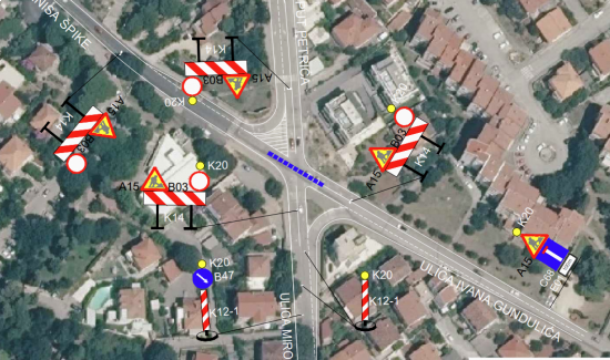Privremena regulacija promet - ulica Denisa Špike, Miroslava Krleže, Put Petrića i Ivana Gundulića 