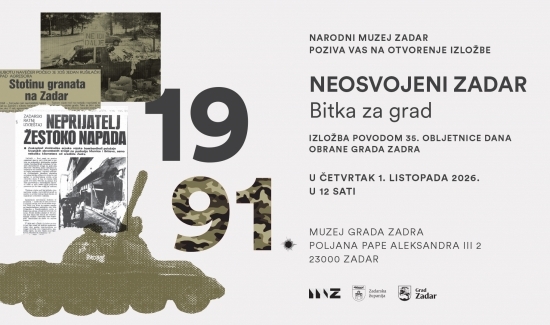 Sutra otvorenje izložbe "Neosvojeni Zadar - Bitka za grad 1991.", u subotu utrka Linijom obrane grada uz program na Narodnom trgu 