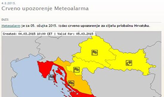 Crveno upozorenje Meteoalarma