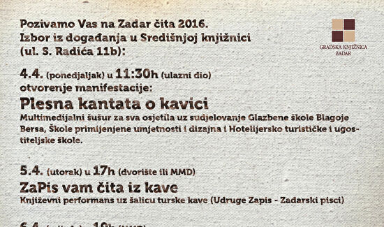 Otvorena manifestacija "Zadar čita" ispirirana kavom