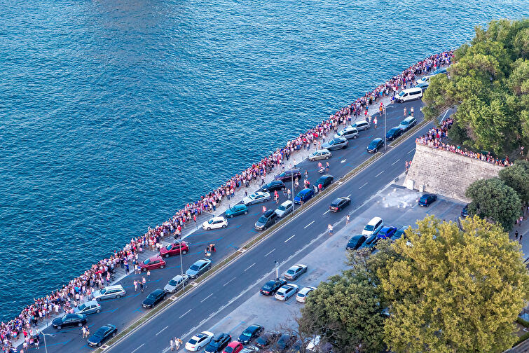 Doček zadarskih Vatrenih - pogled iz zraka