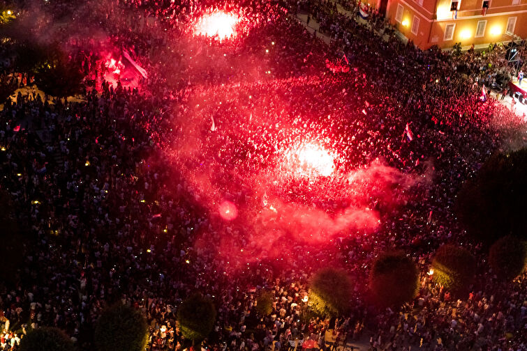 Doček zadarskih Vatrenih - pogled iz zraka