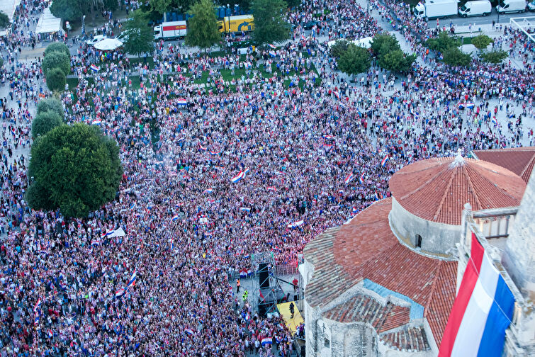 Doček zadarskih Vatrenih - pogled iz zraka