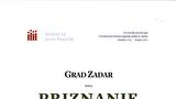 Grad Zadar dobio priznanje za transparentnost gradskog proračuna
