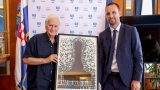 Akademik Nikola Bašić na prijemu kod gradonačelnika Erlića