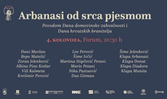 "Arbanasi od srca pjesmom": Svečani koncert na Forumu povodom Dana pobjede i 300. obljetnice dolaska Arbanasa